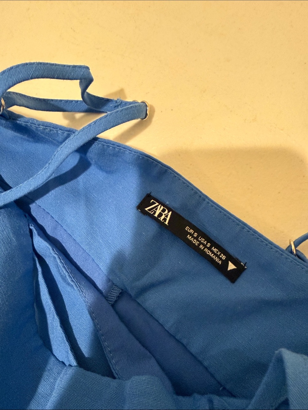 Zara Cobalt Blue Wedding Guest Mini SKORT Cutout Side Tie Spaghetti Strap S - Picture 16 of 16